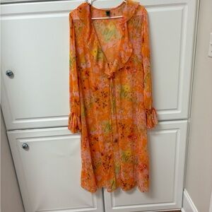 😁Wild Fable Orange Floral Long Sleeve Dress